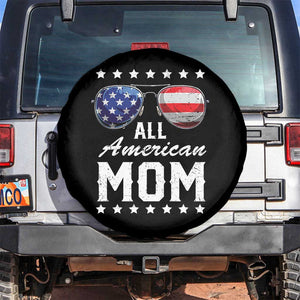 Funny All American Mom 4th Of July Spare Tire Cover Family Matching Sunglasses TS11 No hole Black Print Your Wear