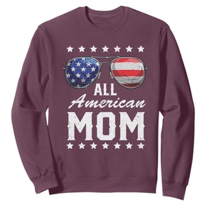 Funny All American Mom 4th Of July Sweatshirt Family Matching Sunglasses TS11 Maroon Print Your Wear