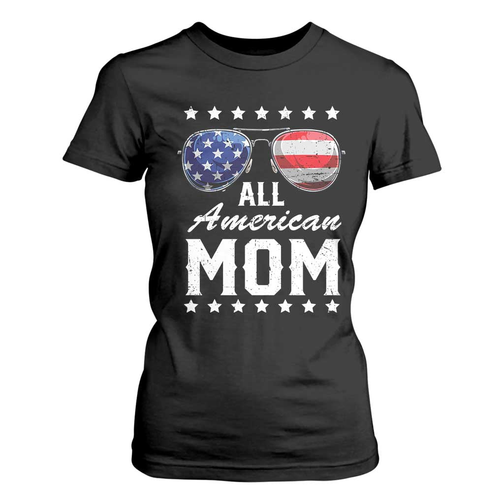 Funny All American Mom 4th Of July T Shirt For Women Family Matching Sunglasses TS11 Black Print Your Wear