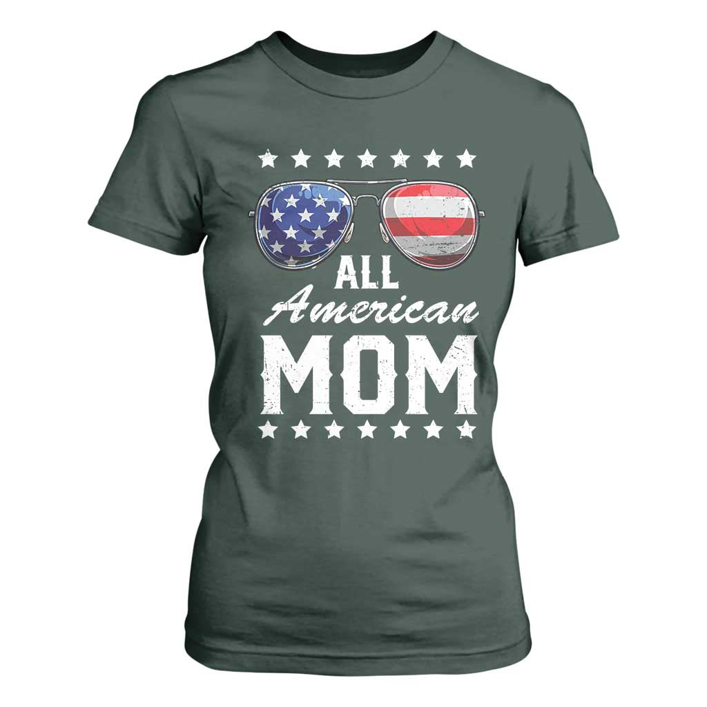 Funny All American Mom 4th Of July T Shirt For Women Family Matching Sunglasses TS11 Dark Forest Green Print Your Wear