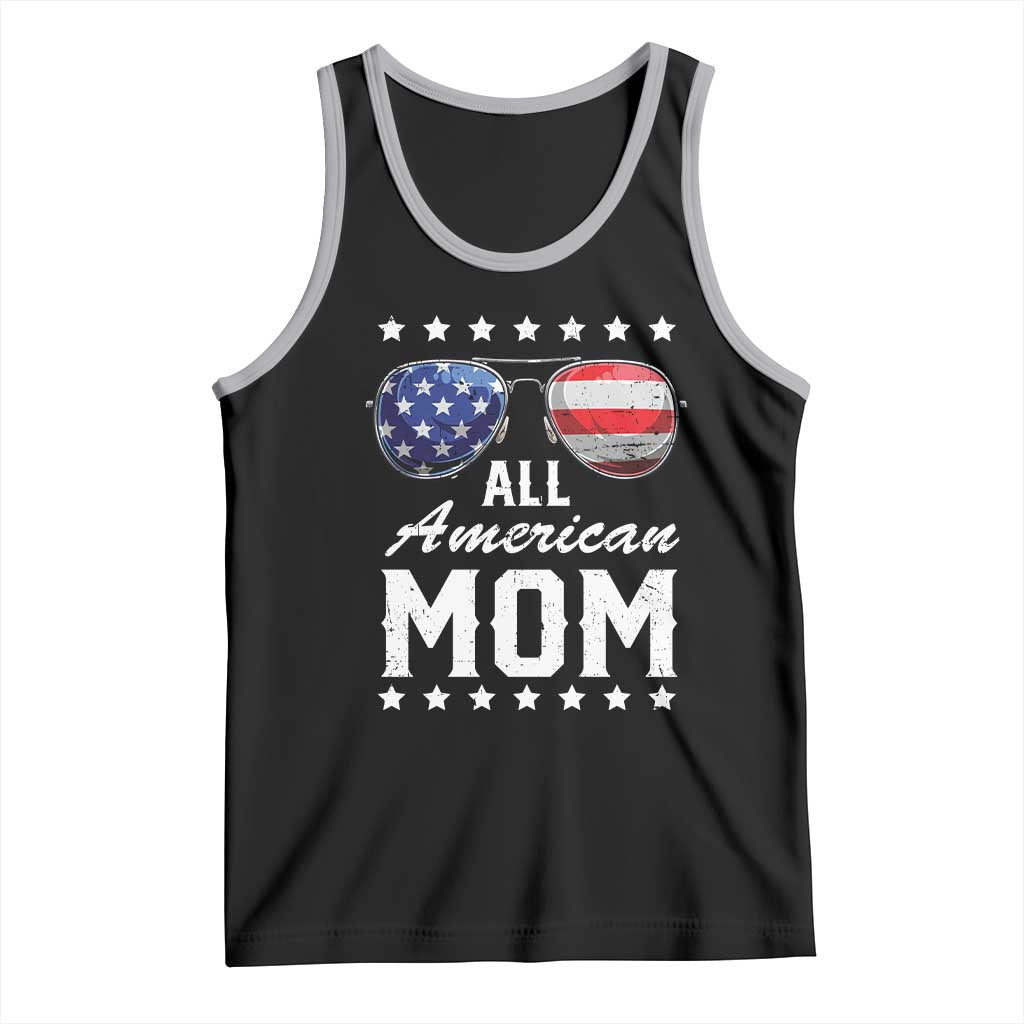 Funny All American Mom 4th Of July Tank Top Family Matching Sunglasses TS11 Black Athletic Heather Print Your Wear