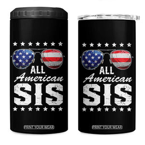 Funny All American Sis 4th Of July 4 in 1 Can Cooler Tumbler Family Matching Sunglasses TS11 One Size: 16 oz Black Print Your Wear