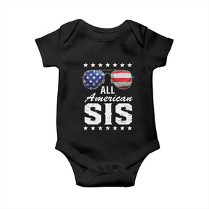 Funny All American Sis 4th Of July Baby Onesie Family Matching Sunglasses TS11 Black Print Your Wear