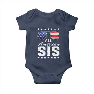 Funny All American Sis 4th Of July Baby Onesie Family Matching Sunglasses TS11 Navy Print Your Wear