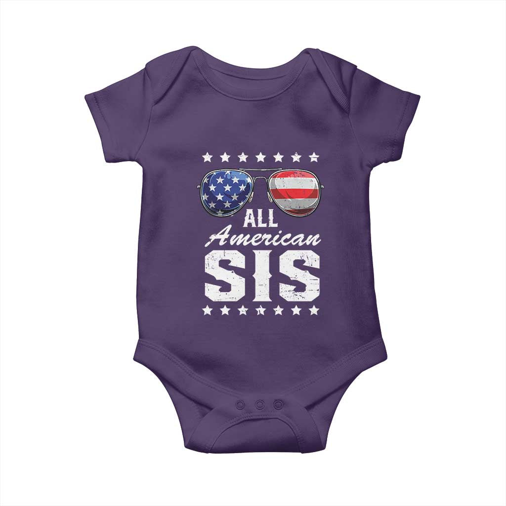 Funny All American Sis 4th Of July Baby Onesie Family Matching Sunglasses TS11 Purple Print Your Wear