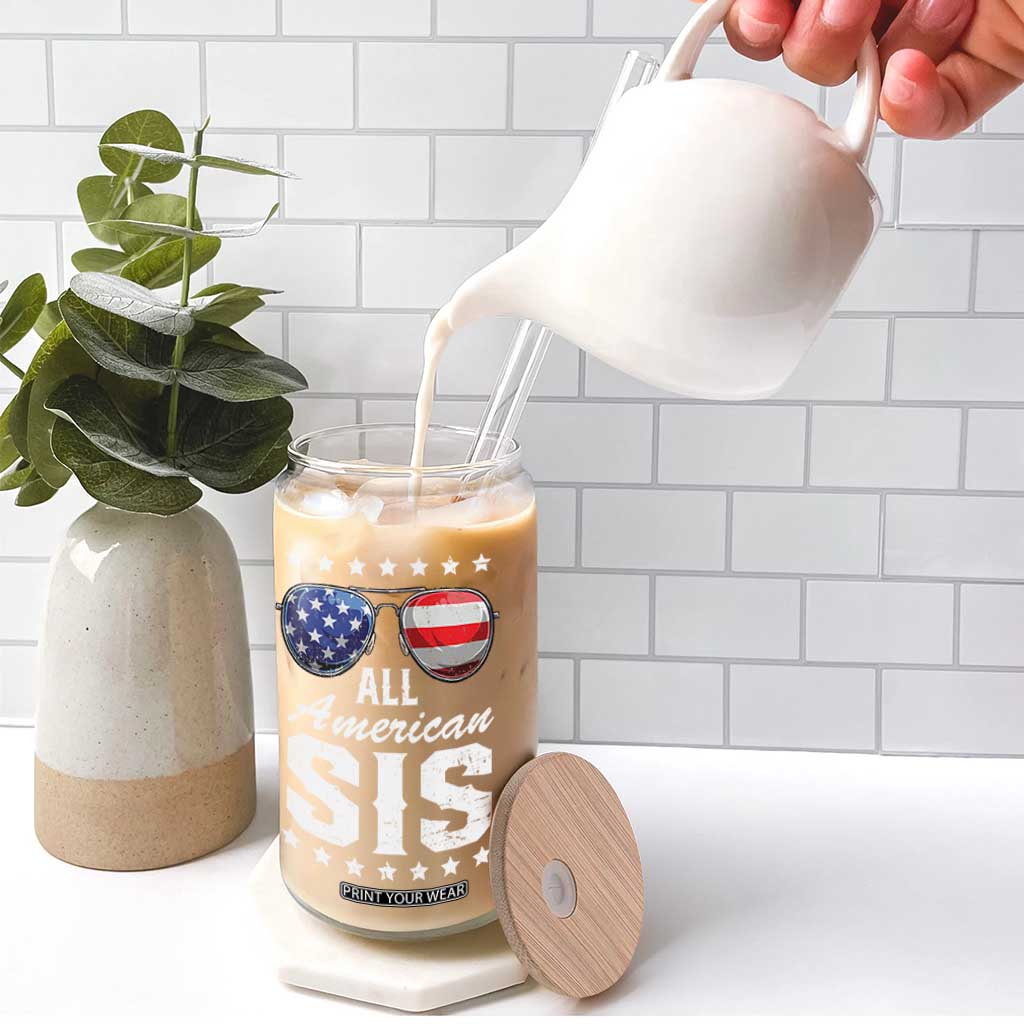 Funny All American Sis 4th Of July Glass Can Family Matching Sunglasses TS11 Print Your Wear