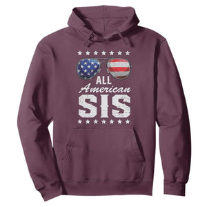 Funny All American Sis 4th Of July Hoodie Family Matching Sunglasses TS11 Maroon Print Your Wear