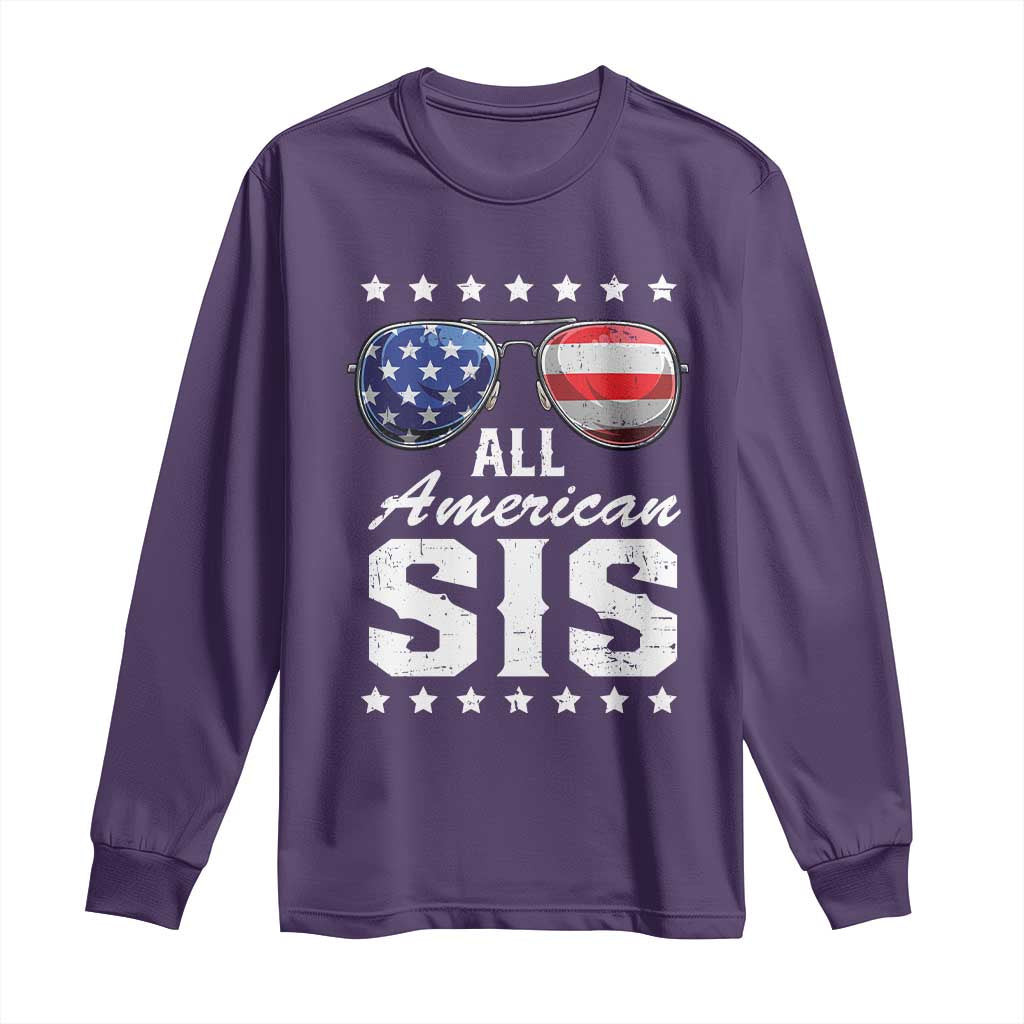 Funny All American Sis 4th Of July Long Sleeve Shirt Family Matching Sunglasses TS11 Purple Print Your Wear