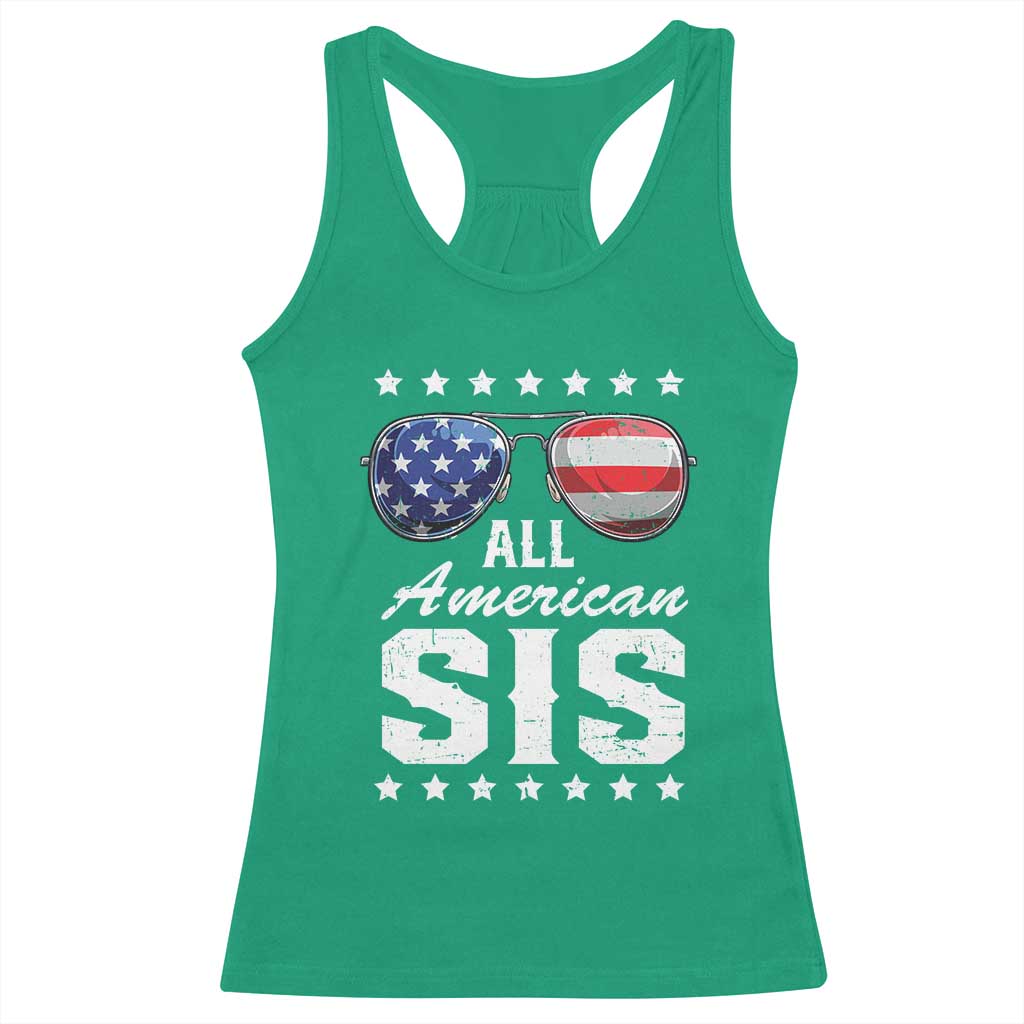 Funny All American Sis 4th Of July Racerback Tank Top Family Matching Sunglasses TS11 Irish Green Print Your Wear