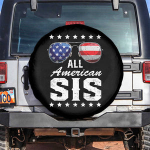 Funny All American Sis 4th Of July Spare Tire Cover Family Matching Sunglasses TS11 No hole Black Print Your Wear