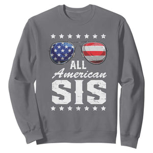 Funny All American Sis 4th Of July Sweatshirt Family Matching Sunglasses TS11 Charcoal Print Your Wear