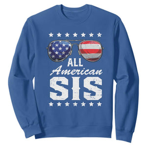 Funny All American Sis 4th Of July Sweatshirt Family Matching Sunglasses TS11 Royal Blue Print Your Wear