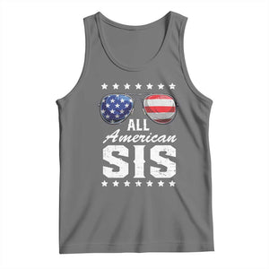 Funny All American Sis 4th Of July Tank Top Family Matching Sunglasses TS11 Black Heather Print Your Wear