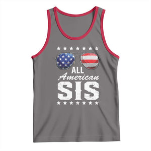 Funny All American Sis 4th Of July Tank Top Family Matching Sunglasses TS11 Deep Heather Red Print Your Wear