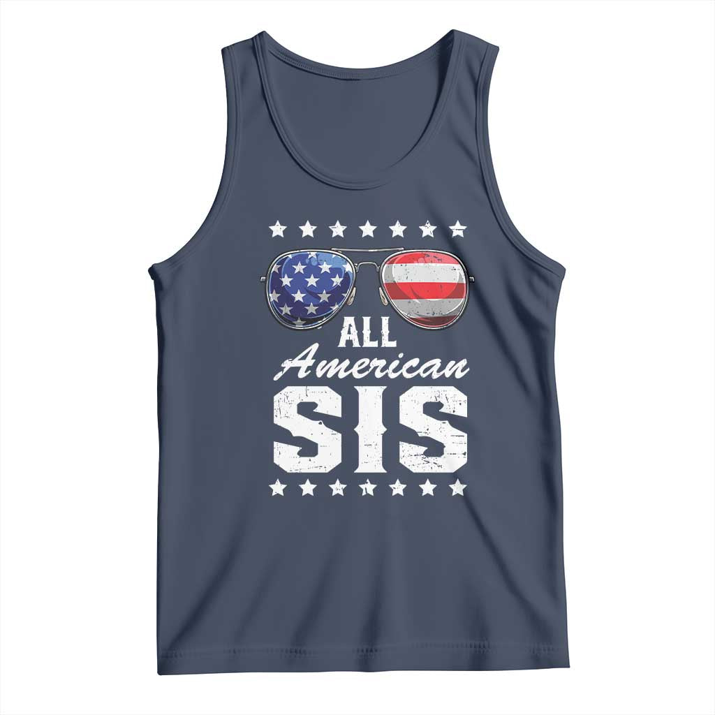 Funny All American Sis 4th Of July Tank Top Family Matching Sunglasses TS11 Navy Print Your Wear