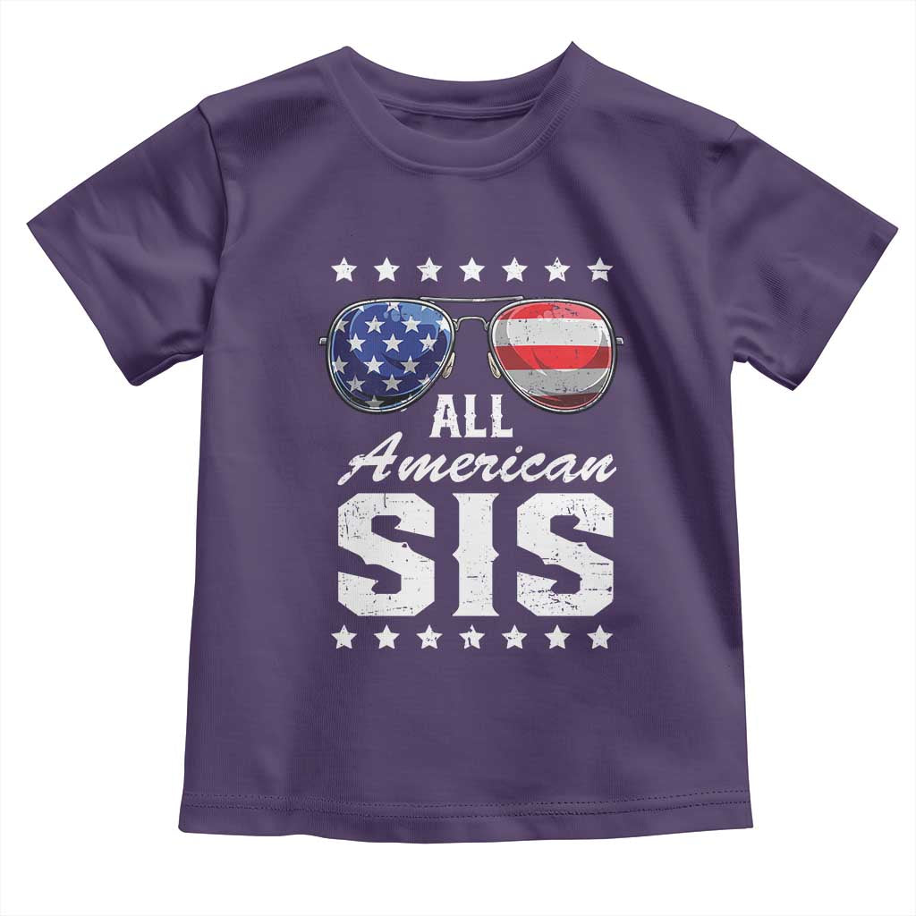 Funny All American Sis 4th Of July Toddler T Shirt Family Matching Sunglasses TS11 Purple Print Your Wear