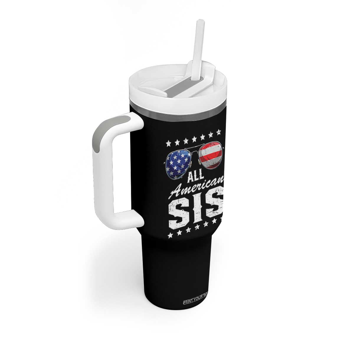 Funny All American Sis 4th Of July Tumbler With Handle Family Matching Sunglasses TS11 Print Your Wear