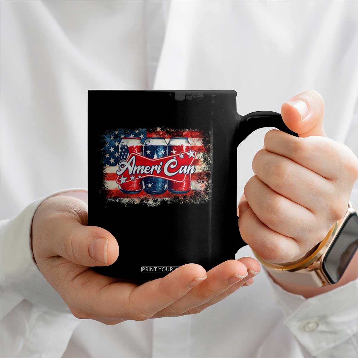Funny AmeriCan Beer 4th of July Drinking Coffee Mug American Flag USA Beer Can TS11 Print Your Wear