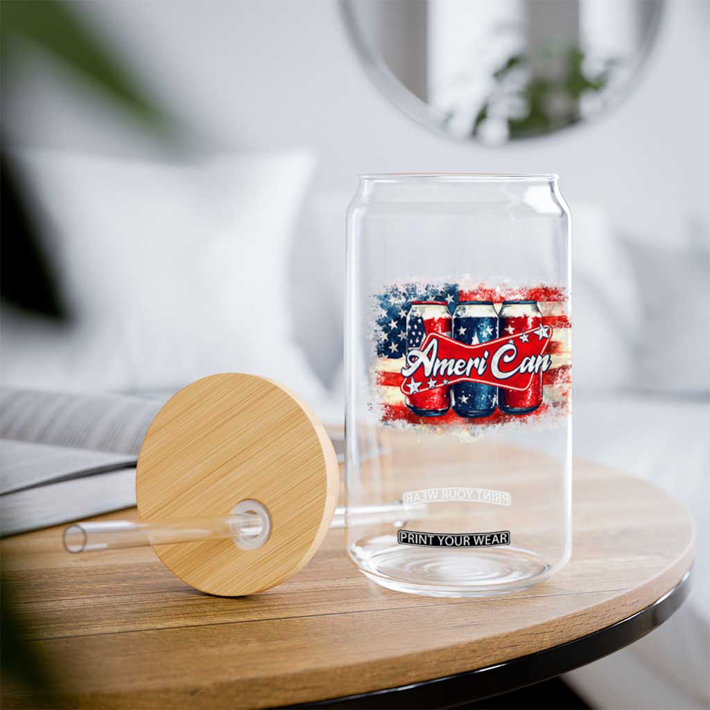 Funny AmeriCan Beer 4th of July Drinking Glass Can American Flag USA Beer Can TS11 Print Your Wear
