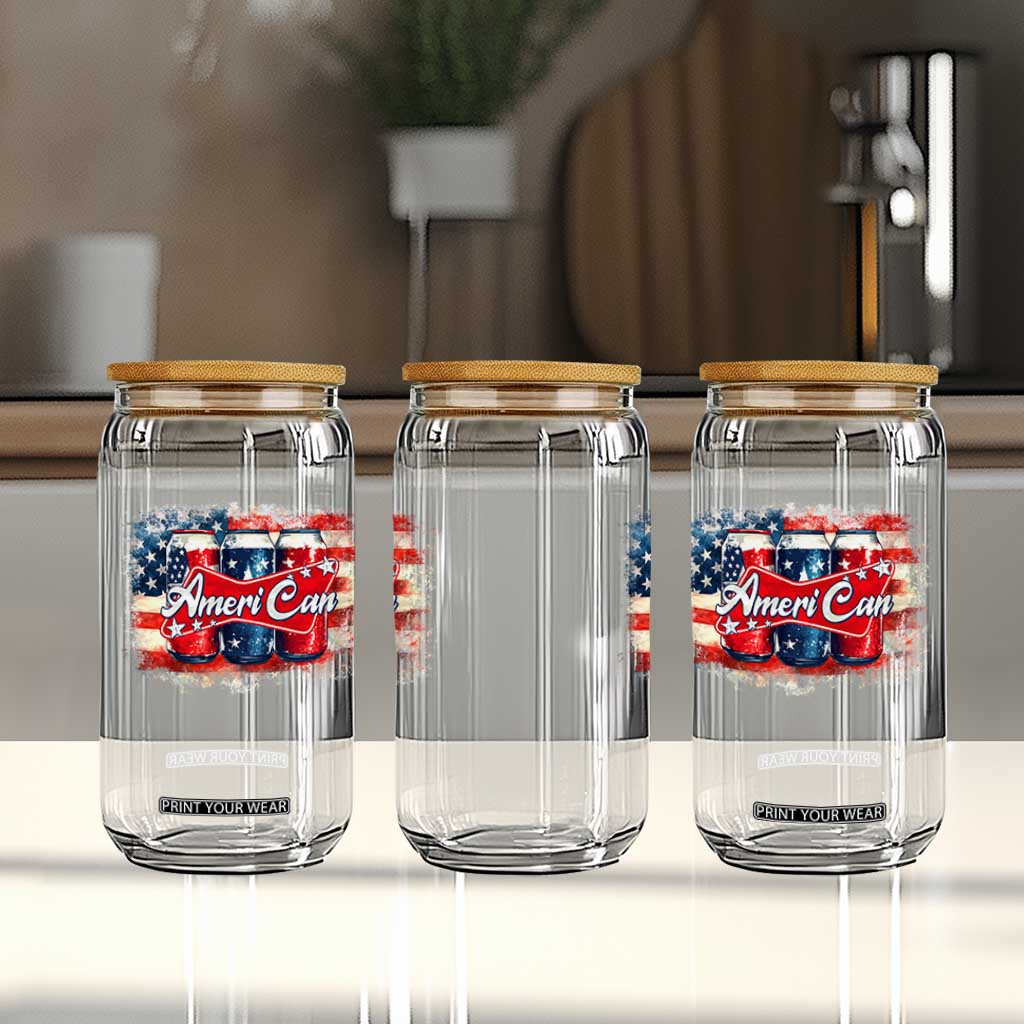 Funny AmeriCan Beer 4th of July Drinking Glass Can American Flag USA Beer Can TS11 Print Your Wear