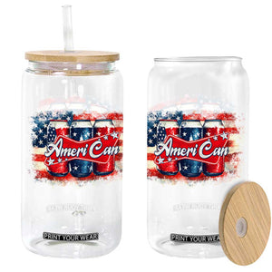 Funny AmeriCan Beer 4th of July Drinking Glass Can American Flag USA Beer Can TS11 Black Print Your Wear