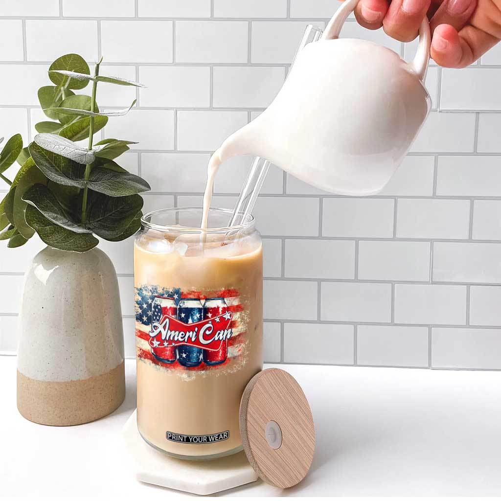 Funny AmeriCan Beer 4th of July Drinking Glass Can American Flag USA Beer Can TS11 Print Your Wear