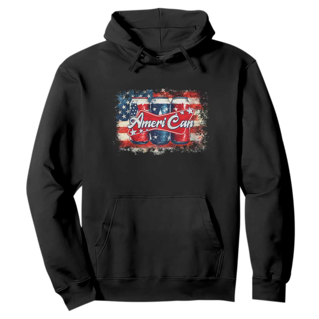 Funny AmeriCan Beer 4th of July Drinking Hoodie American Flag USA Beer Can TS11 Black Print Your Wear