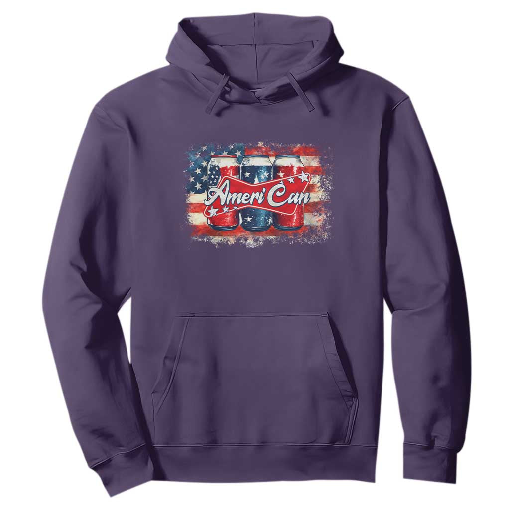 Funny AmeriCan Beer 4th of July Drinking Hoodie American Flag USA Beer Can TS11 Purple Print Your Wear
