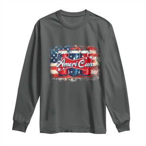 Funny AmeriCan Beer 4th of July Drinking Long Sleeve Shirt American Flag USA Beer Can TS11 Dark Heather Print Your Wear