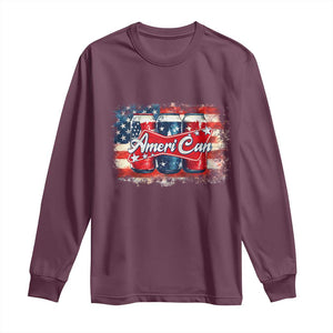 Funny AmeriCan Beer 4th of July Drinking Long Sleeve Shirt American Flag USA Beer Can TS11 Maroon Print Your Wear
