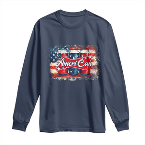 Funny AmeriCan Beer 4th of July Drinking Long Sleeve Shirt American Flag USA Beer Can TS11 Navy Print Your Wear