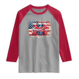 Funny AmeriCan Beer 4th of July Drinking Raglan Shirt American Flag USA Beer Can TS11 Sport Gray Red Print Your Wear