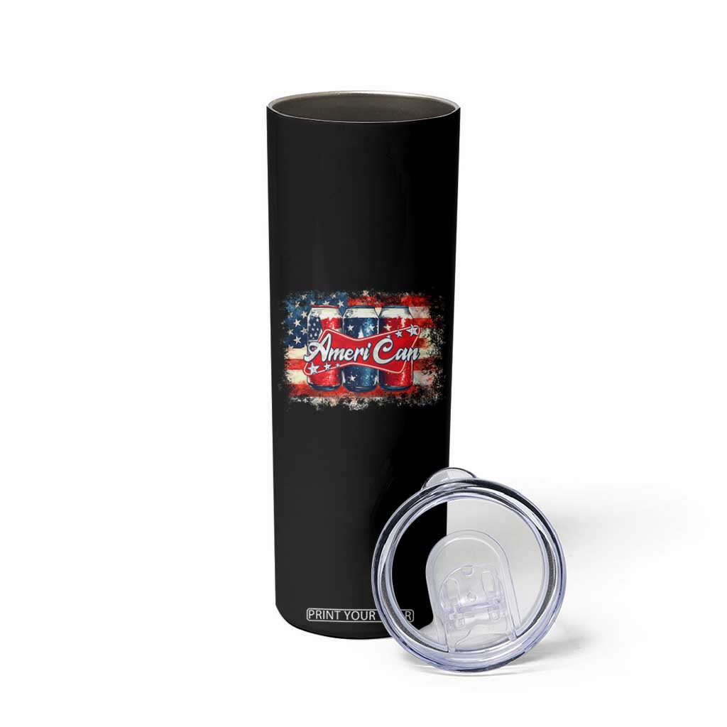 Funny AmeriCan Beer 4th of July Drinking Skinny Tumbler American Flag USA Beer Can TS11 Print Your Wear