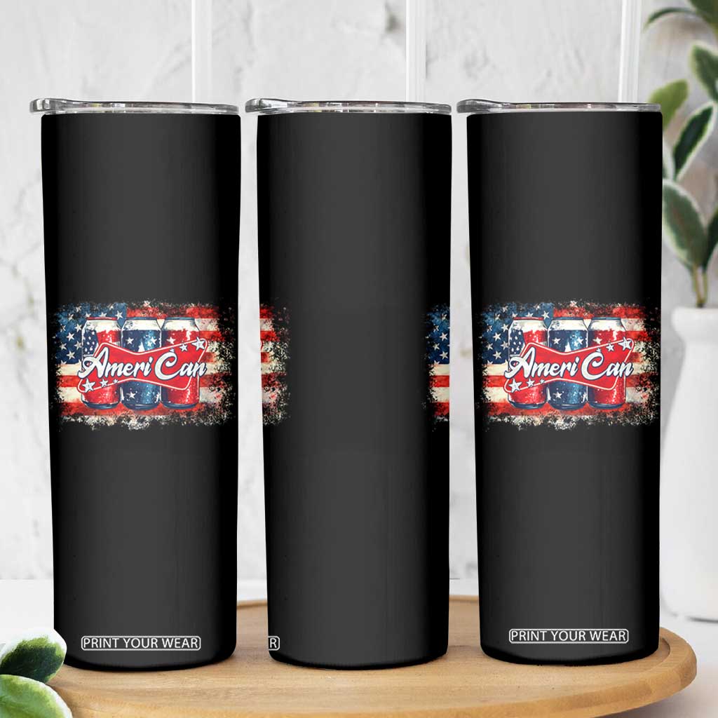 Funny AmeriCan Beer 4th of July Drinking Skinny Tumbler American Flag USA Beer Can TS11 Print Your Wear