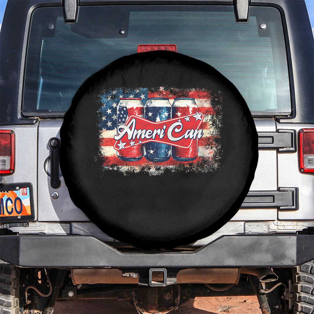 Funny AmeriCan Beer 4th of July Drinking Spare Tire Cover American Flag USA Beer Can TS11 No hole Black Print Your Wear