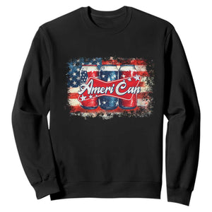 Funny AmeriCan Beer 4th of July Drinking Sweatshirt American Flag USA Beer Can TS11 Black Print Your Wear