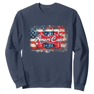Funny AmeriCan Beer 4th of July Drinking Sweatshirt American Flag USA Beer Can TS11 Navy Print Your Wear