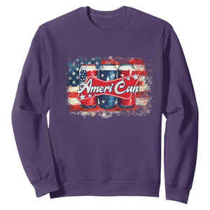 Funny AmeriCan Beer 4th of July Drinking Sweatshirt American Flag USA Beer Can TS11 Purple Print Your Wear