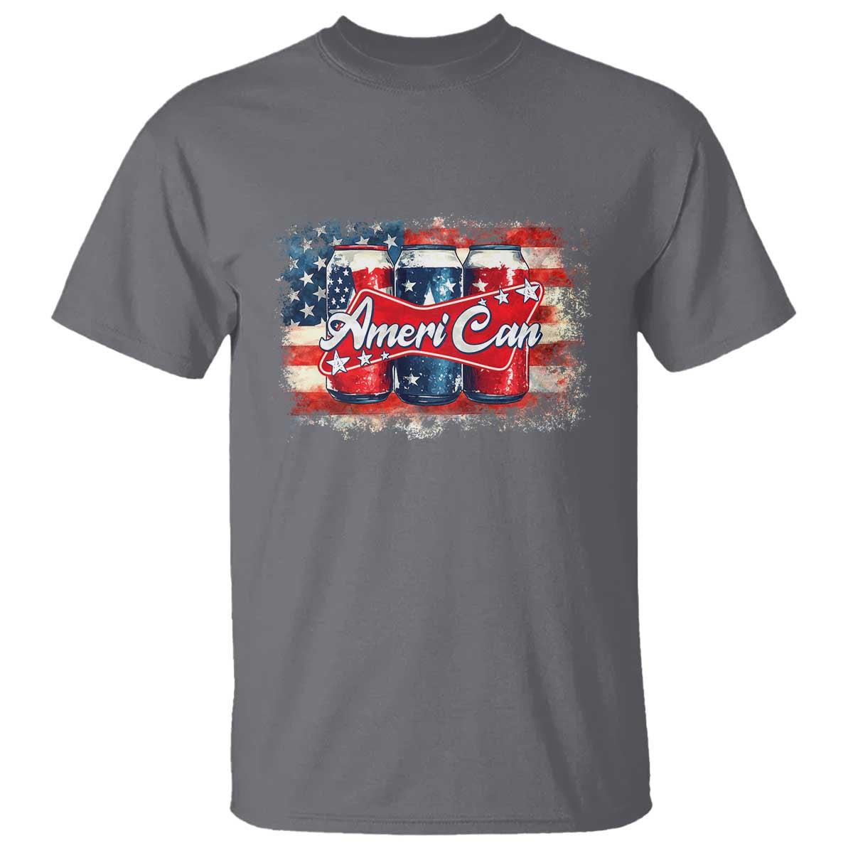 Funny AmeriCan Beer 4th of July Drinking T Shirt American Flag USA Beer Can TS11 Charcoal Print Your Wear