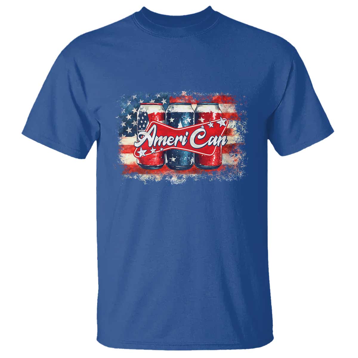 Funny AmeriCan Beer 4th of July Drinking T Shirt American Flag USA Beer Can TS11 Royal Blue Print Your Wear