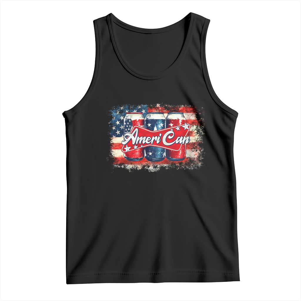 Funny AmeriCan Beer 4th of July Drinking Tank Top American Flag USA Beer Can TS11 Black Print Your Wear