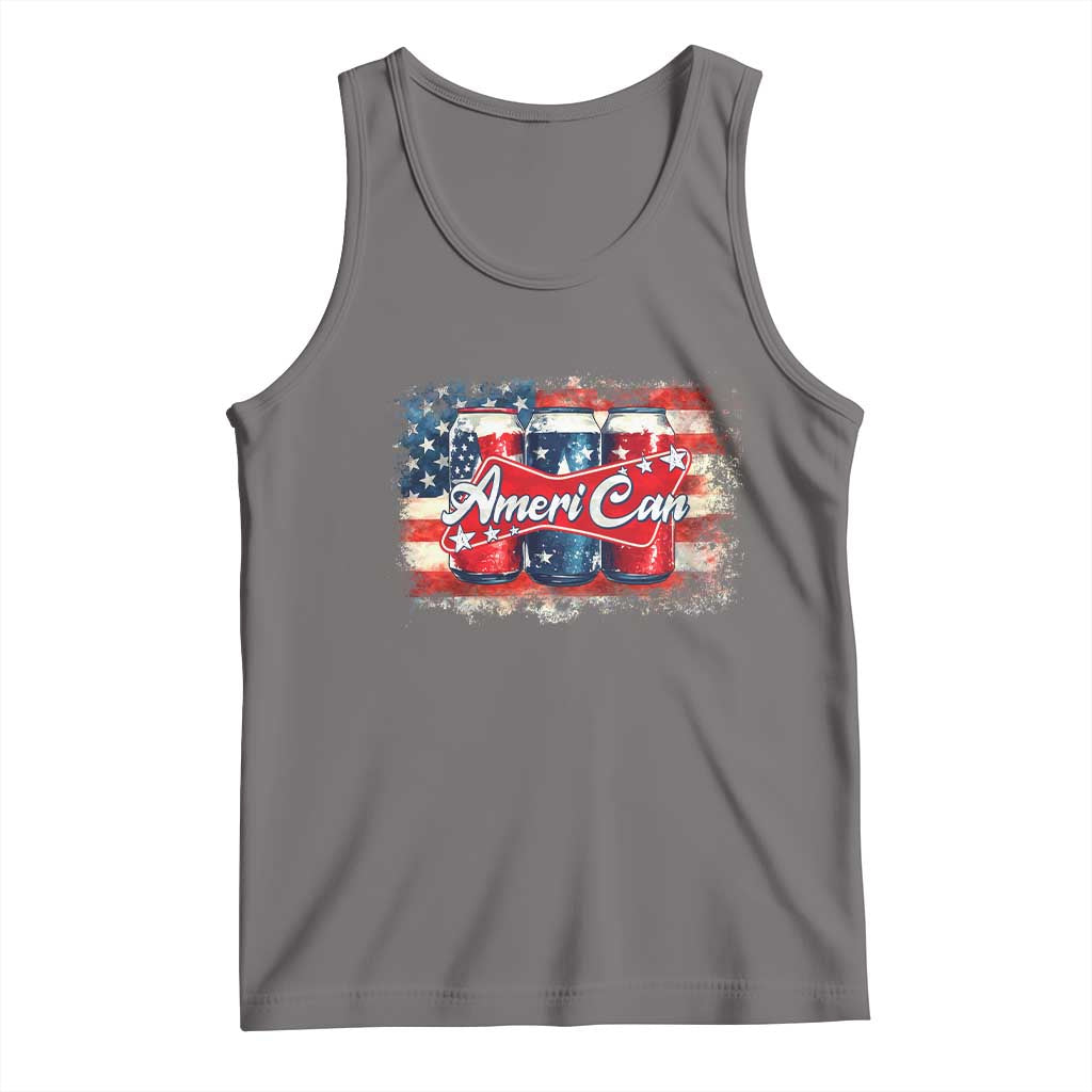 Funny AmeriCan Beer 4th of July Drinking Tank Top American Flag USA Beer Can TS11 Deep Heather Print Your Wear