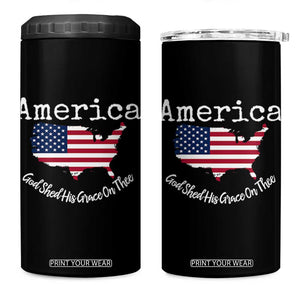 Funny America God Shed His Grace On Thee 4th of July 4 in 1 Can Cooler Tumbler TS11 One Size: 16 oz Black Print Your Wear