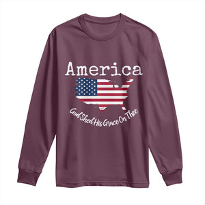 Funny America God Shed His Grace On Thee 4th of July Long Sleeve Shirt TS11 Maroon Print Your Wear