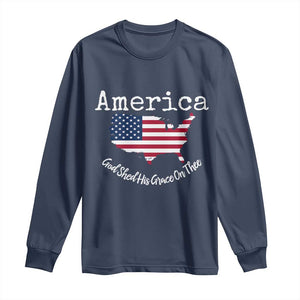Funny America God Shed His Grace On Thee 4th of July Long Sleeve Shirt TS11 Navy Print Your Wear