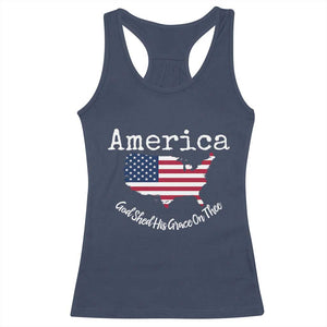 Funny America God Shed His Grace On Thee 4th of July Racerback Tank Top TS11 Navy Print Your Wear