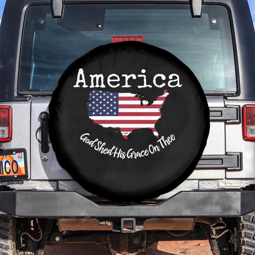 Funny America God Shed His Grace On Thee 4th of July Spare Tire Cover TS11 No hole Black Print Your Wear