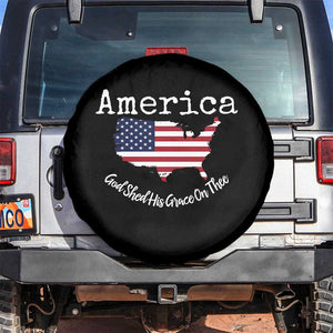 Funny America God Shed His Grace On Thee 4th of July Spare Tire Cover TS11 No hole Black Print Your Wear