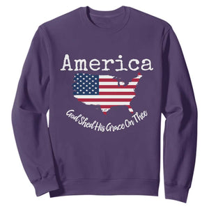 Funny America God Shed His Grace On Thee 4th of July Sweatshirt TS11 Purple Print Your Wear
