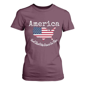 Funny America God Shed His Grace On Thee 4th of July T Shirt For Women TS11 Maroon Print Your Wear